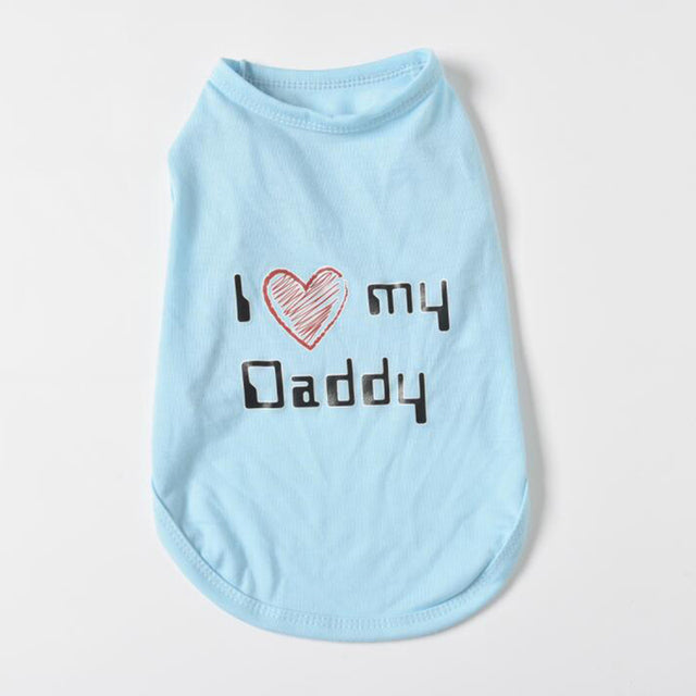 Lovely Mom Dad Pet Dog Clothes Summer Puppy Tshirt Vest for Small Dogs Shih Tzu Pug Shirts Wholesale Dog Clothing Pets Products