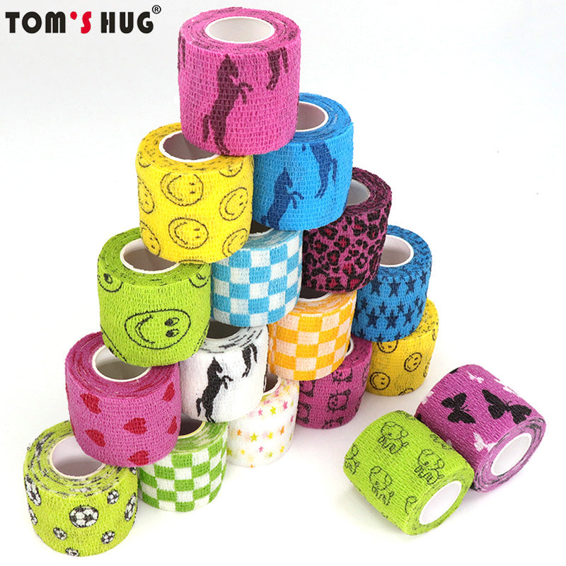 1 pcs Printed Sports Knee Protector 4.5m Medical Therapy Elastic Bandage Colorful Self Adhesive Wrap Tape for Finger Joint Pet