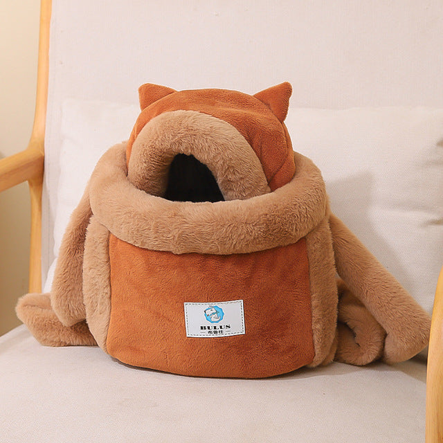 Warm Pet Carrier Bag Small Cat Dogs Backpack Winter Plush Pets Cage for Outdoor Travel Pet Hanging Chest Bags 6kg Load-bearing