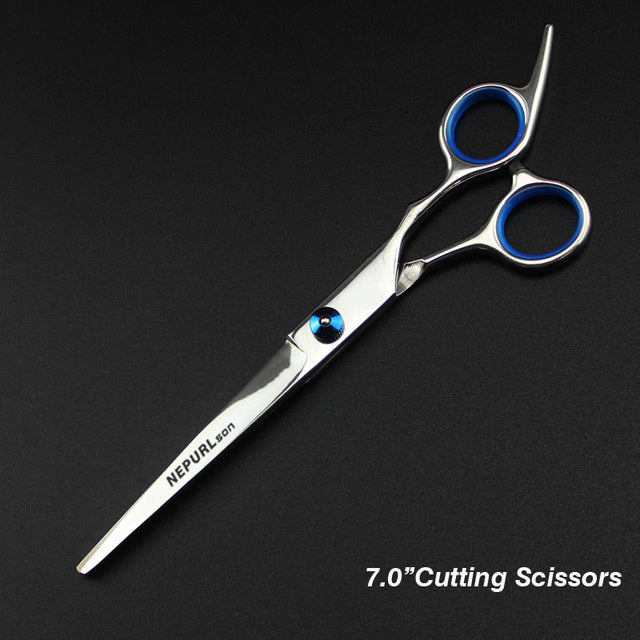 7.0inch blue pet grooming scissors set straight cut teeth cut fish bone scissors