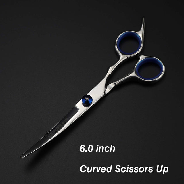 7.0inch blue pet grooming scissors set straight cut teeth cut fish bone scissors