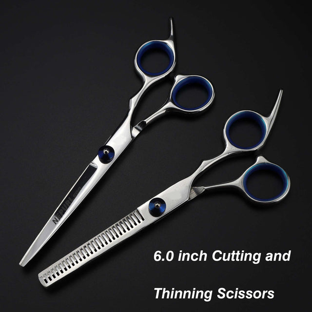 7.0inch blue pet grooming scissors set straight cut teeth cut fish bone scissors