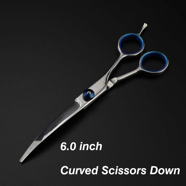 7.0inch blue pet grooming scissors set straight cut teeth cut fish bone scissors