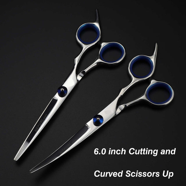 7.0inch blue pet grooming scissors set straight cut teeth cut fish bone scissors