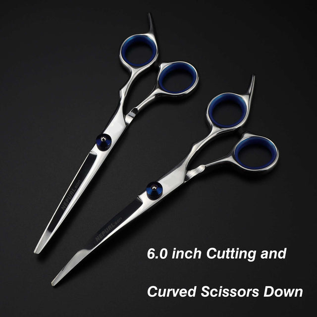 7.0inch blue pet grooming scissors set straight cut teeth cut fish bone scissors