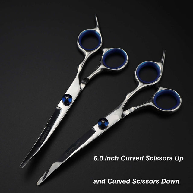 7.0inch blue pet grooming scissors set straight cut teeth cut fish bone scissors