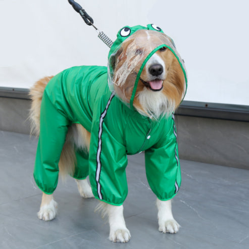 Pet Dog Waterproof Raincoat Jumpsuit Reflective Rain Coat Hooded Waterproof Jackets Small Dog Outdoor Clothes Pet Supplies