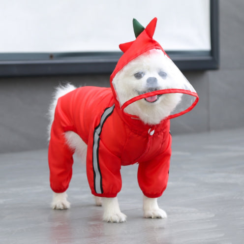 Pet Dog Waterproof Raincoat Jumpsuit Reflective Rain Coat Hooded Waterproof Jackets Small Dog Outdoor Clothes Pet Supplies