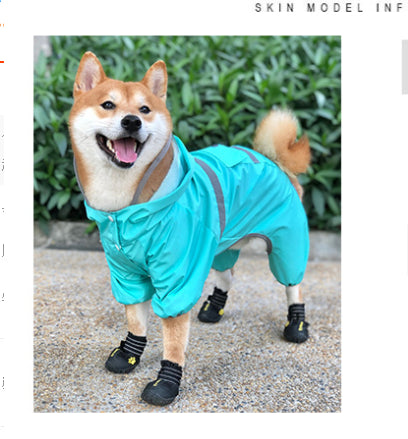 Pet Dog Waterproof Raincoat Jumpsuit Reflective Rain Coat Hooded Waterproof Jackets Small Dog Outdoor Clothes Pet Supplies