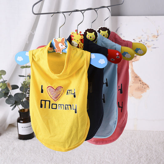 Lovely Mom Dad Pet Dog Clothes Summer Puppy Tshirt Vest for Small Dogs Shih Tzu Pug Shirts Wholesale Dog Clothing Pets Products