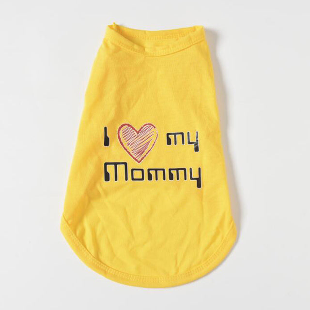 Lovely Mom Dad Pet Dog Clothes Summer Puppy Tshirt Vest for Small Dogs Shih Tzu Pug Shirts Wholesale Dog Clothing Pets Products