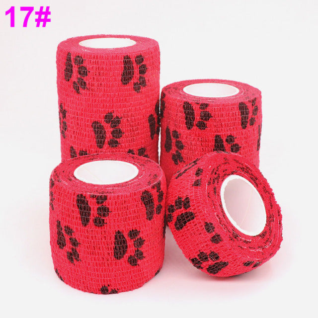 1 pcs Printed Sports Knee Protector 4.5m Medical Therapy Elastic Bandage Colorful Self Adhesive Wrap Tape for Finger Joint Pet