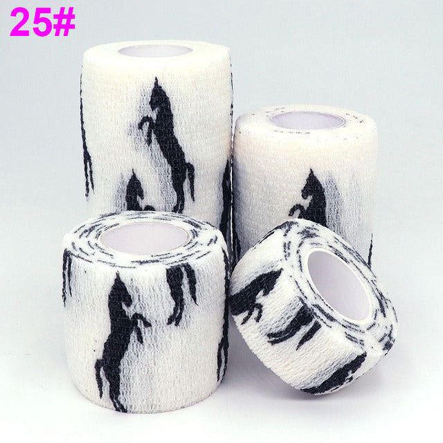 1 pcs Printed Sports Knee Protector 4.5m Medical Therapy Elastic Bandage Colorful Self Adhesive Wrap Tape for Finger Joint Pet