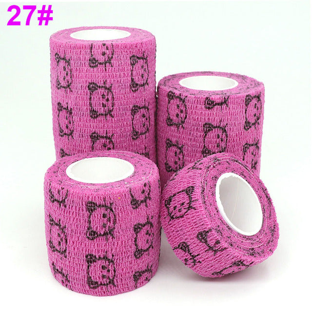 1 pcs Printed Sports Knee Protector 4.5m Medical Therapy Elastic Bandage Colorful Self Adhesive Wrap Tape for Finger Joint Pet