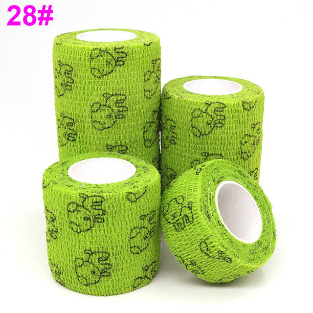 1 pcs Printed Sports Knee Protector 4.5m Medical Therapy Elastic Bandage Colorful Self Adhesive Wrap Tape for Finger Joint Pet