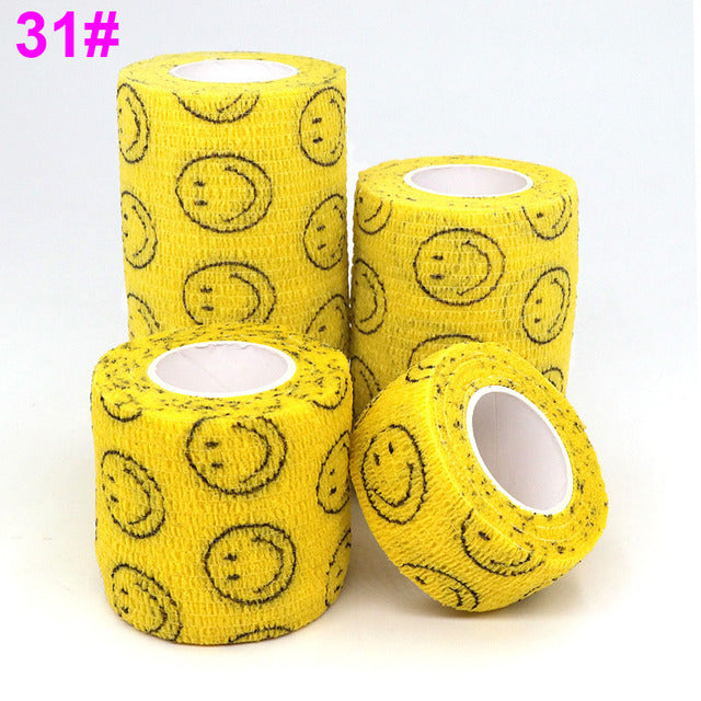 1 pcs Printed Sports Knee Protector 4.5m Medical Therapy Elastic Bandage Colorful Self Adhesive Wrap Tape for Finger Joint Pet