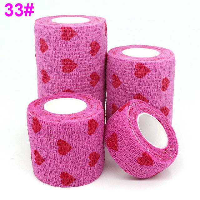 1 pcs Printed Sports Knee Protector 4.5m Medical Therapy Elastic Bandage Colorful Self Adhesive Wrap Tape for Finger Joint Pet