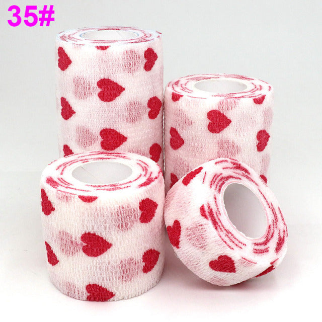 1 pcs Printed Sports Knee Protector 4.5m Medical Therapy Elastic Bandage Colorful Self Adhesive Wrap Tape for Finger Joint Pet