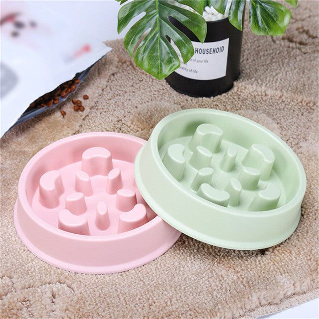 2019 New Pet Dog Bowl Slow Feeder Plastic Anti Choking Puppy Cat Eating Dish Bowl Anti-Gulping Food Plate