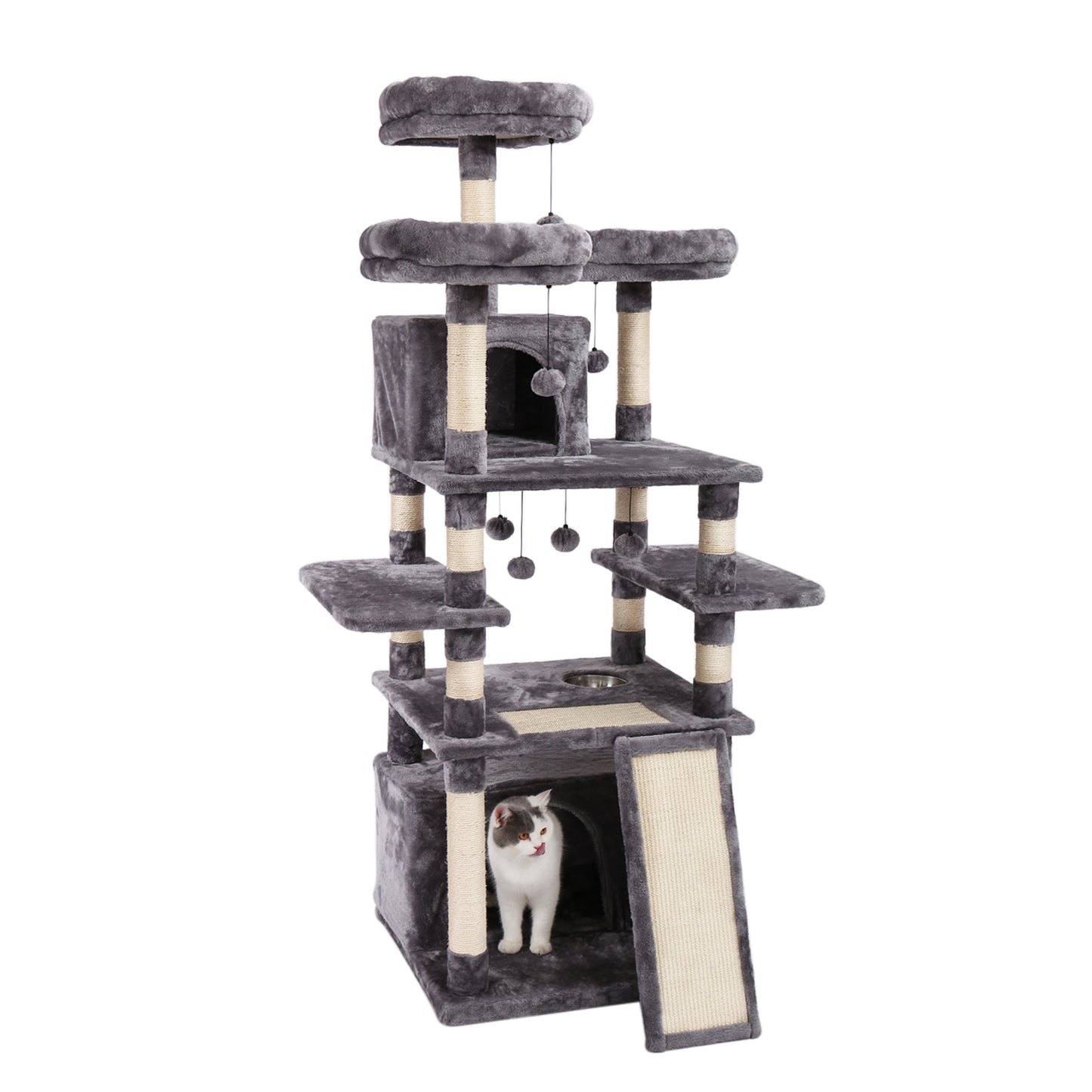 Luxury Pet Cat Tree House Condo Furniture Multi-Layer Cat Tree with Ladder Toy Sisal Scratching Post for Cat Climbing JumpingToy