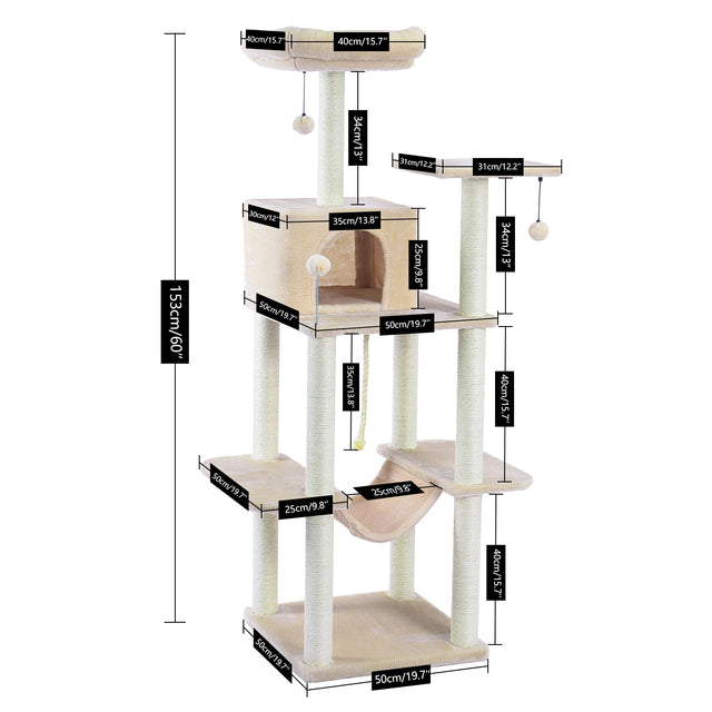 Luxury Pet Cat Tree House Condo Furniture Multi-Layer Cat Tree with Ladder Toy Sisal Scratching Post for Cat Climbing JumpingToy