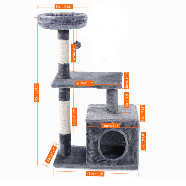 Luxury Pet Cat Tree House Condo Furniture Multi-Layer Cat Tree with Ladder Toy Sisal Scratching Post for Cat Climbing JumpingToy