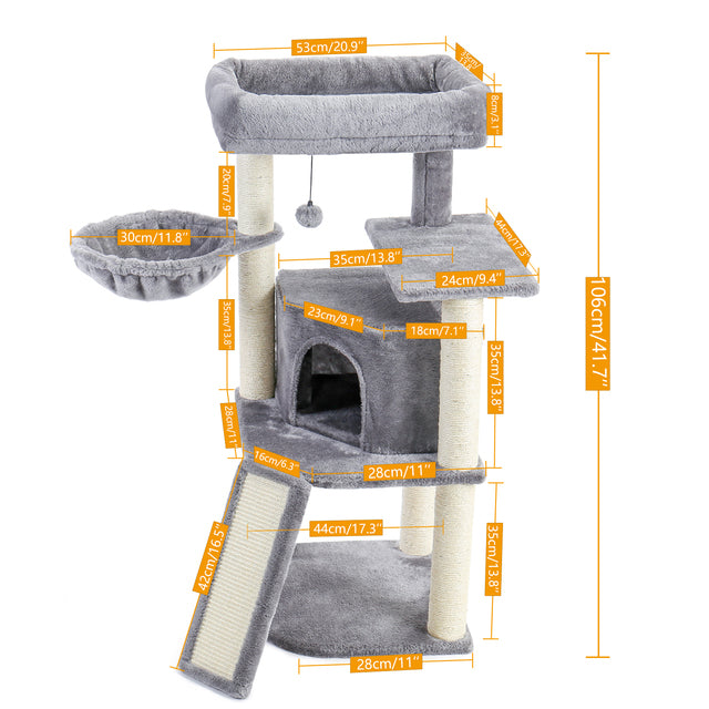 Luxury Pet Cat Tree House Condo Furniture Multi-Layer Cat Tree with Ladder Toy Sisal Scratching Post for Cat Climbing JumpingToy