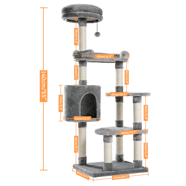 Luxury Pet Cat Tree House Condo Furniture Multi-Layer Cat Tree with Ladder Toy Sisal Scratching Post for Cat Climbing JumpingToy