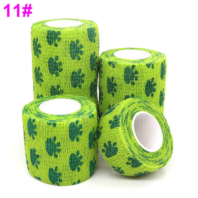 1 Pcs Printed Medical Self Adhesive Elastic Bandage 4.5m Colorful Sports Wrap Tape for Finger Joint Knee First Aid Kit Pet Tape