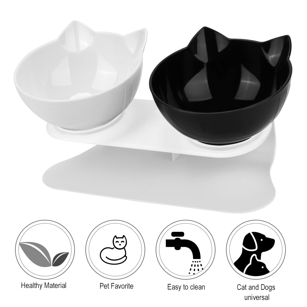 Non-Slip Pet Bowls For Cats Food Cat Water Bowl Double Cat Bowl Dog Bowl Pet Feeding Cat Dogs Feeder Protection Cervical