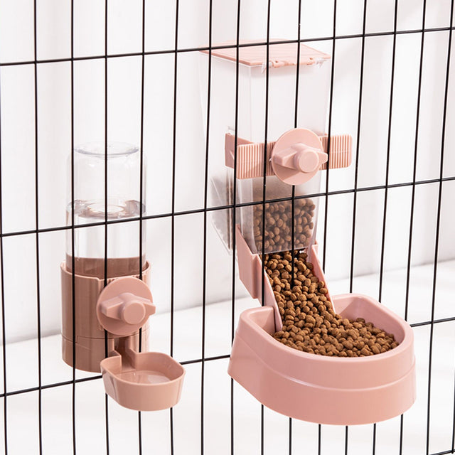 Automatic Pet Bowls Cage Hanging Feeder Pet Water Bottle Food Container Dispenser Bowl For Puppy Cats Rabbit Pet Feeding Product