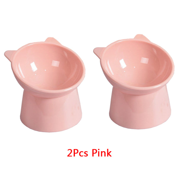 2Pcs/set Cat Bowl High Foot Dog Bowl 45°Neck Protector Pet Food Water Bowl Anti-overturning Binaural Pet Feeding Cup Feeder Bowl