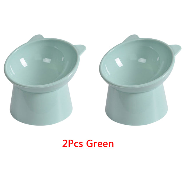 2Pcs/set Cat Bowl High Foot Dog Bowl 45°Neck Protector Pet Food Water Bowl Anti-overturning Binaural Pet Feeding Cup Feeder Bowl