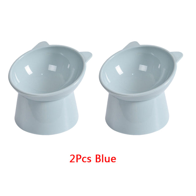 2Pcs/set Cat Bowl High Foot Dog Bowl 45°Neck Protector Pet Food Water Bowl Anti-overturning Binaural Pet Feeding Cup Feeder Bowl