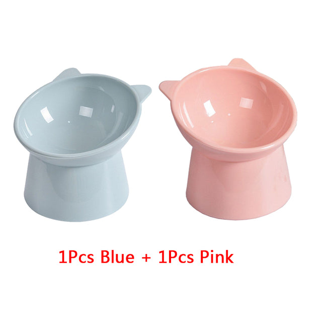 2Pcs/set Cat Bowl High Foot Dog Bowl 45°Neck Protector Pet Food Water Bowl Anti-overturning Binaural Pet Feeding Cup Feeder Bowl