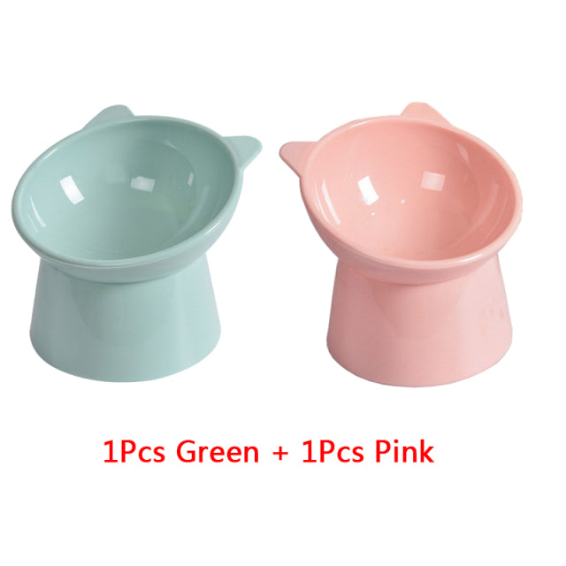 2Pcs/set Cat Bowl High Foot Dog Bowl 45°Neck Protector Pet Food Water Bowl Anti-overturning Binaural Pet Feeding Cup Feeder Bowl