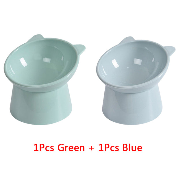 2Pcs/set Cat Bowl High Foot Dog Bowl 45°Neck Protector Pet Food Water Bowl Anti-overturning Binaural Pet Feeding Cup Feeder Bowl