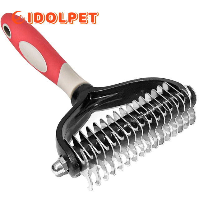 Professional Pet Deshedding Brush 2 Sided Dematting Dog Comb Cat Brush Rake Puppy Grooming Tools Undercoat Shedding Flying Hair