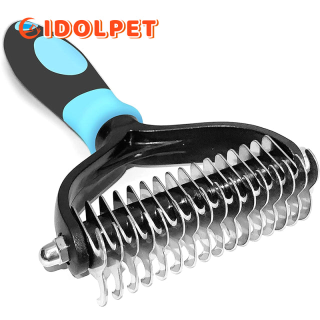 Professional Pet Deshedding Brush 2 Sided Dematting Dog Comb Cat Brush Rake Puppy Grooming Tools Undercoat Shedding Flying Hair