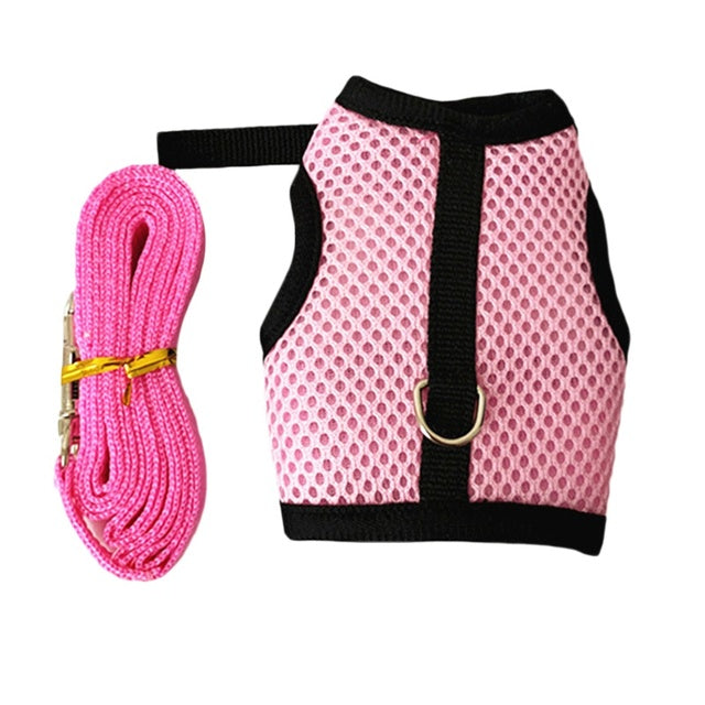 Pet Accessories Rabbit Harnesses Vest Leashes Set Soft Mesh Harness With Leash Small Animal Guinea Pig Hamsters