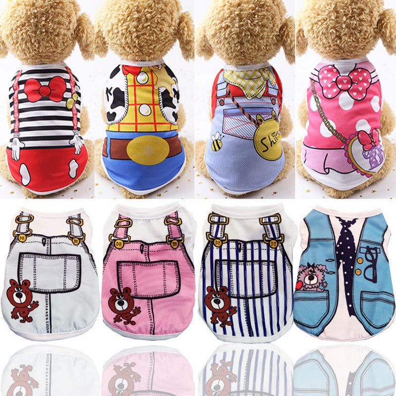 Wholesale Small Pet Dog Clothes Vest Down Jacket Cartoon Cute Chihuahua Tshirt Puppy Yorkshire Terrier Puppy Bulldog Ropa Perro