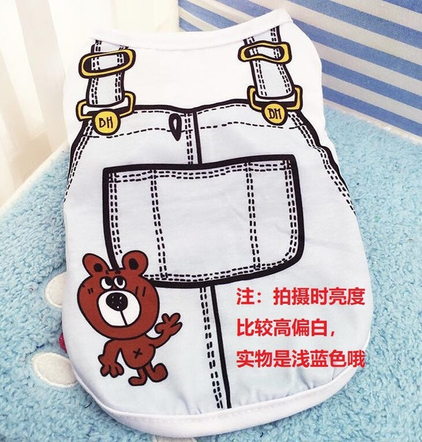 Wholesale Small Pet Dog Clothes Vest Down Jacket Cartoon Cute Chihuahua Tshirt Puppy Yorkshire Terrier Puppy Bulldog Ropa Perro