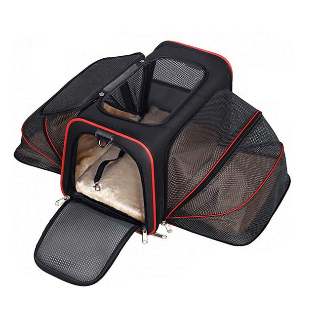 Pet Carrier Expandable Foldable Soft Dog Bag Backpack 5 Open Doors Reflective Tapes Pet Travel Bag Carrier for Cats