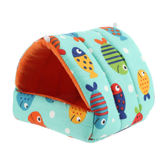 Cute Cartoon Winter Rabbit Squirrel Mini Cage Guinea Pig Nest Small Animal Mice Rat Pet Sleeping Bed Hamster House Warm Soft Mat