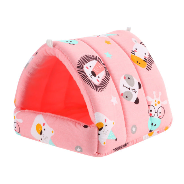 Cute Cartoon Winter Rabbit Squirrel Mini Cage Guinea Pig Nest Small Animal Mice Rat Pet Sleeping Bed Hamster House Warm Soft Mat