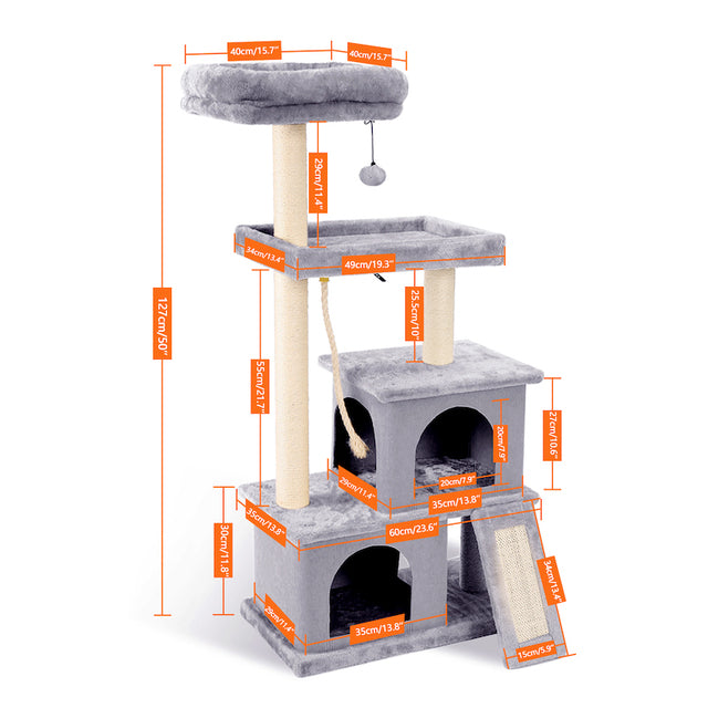 Cat Scratcher Tower Home Furniture Cat Tree Pets Hammock Sisal Cat Scratching Post Climbing Frame Toy Spacious Perch