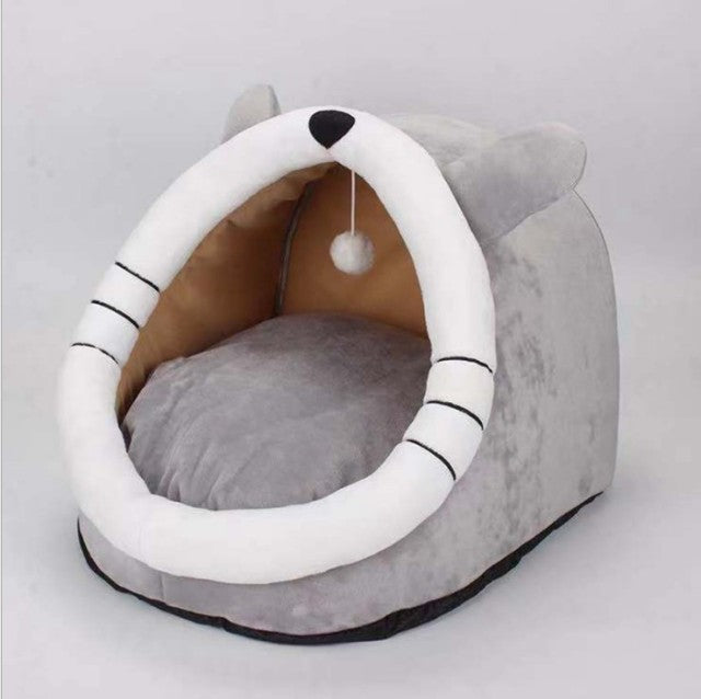 Sweet Cat Bed Warm Pet Basket Cozy Kitten Lounger Cushion Cat House Tent Very Soft Small Dog Mat Bag For Washable Cave Cats Beds