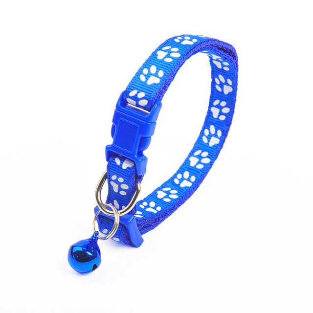 1Pc Colorful Cute Bell Collar Adjustable Buckle Cat Collar Pet Supplies Footprint Personalized Kitten Collar Small Dog Accessory