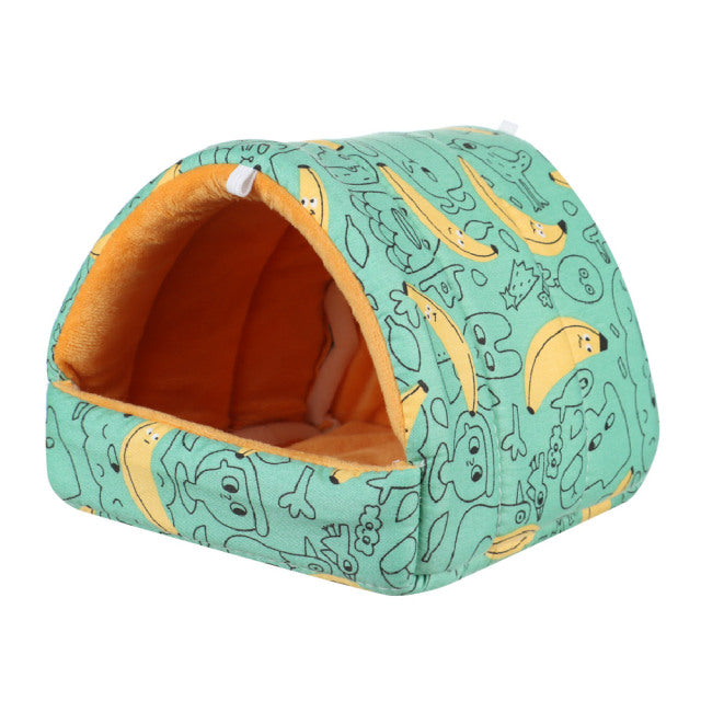 Cute Cartoon Winter Rabbit Squirrel Mini Cage Guinea Pig Nest Small Animal Mice Rat Pet Sleeping Bed Hamster House Warm Soft Mat