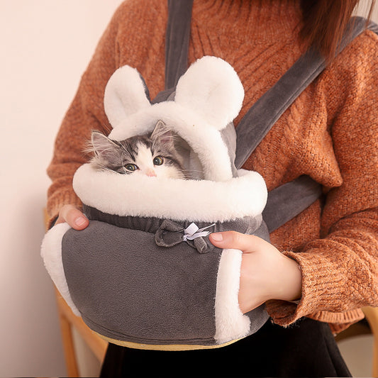 Warm Pet Carrier Bag Small Cat Dogs Backpack Winter Plush Pets Cage for Outdoor Travel Pet Hanging Chest Bags 6kg Load-bearing